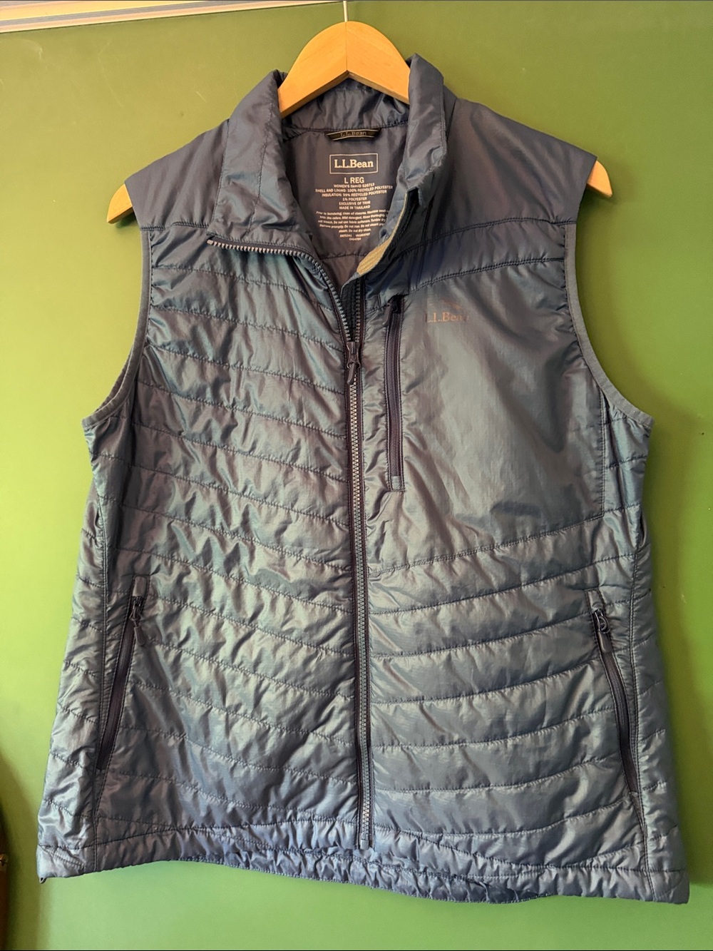 L.L. Bean Steel Blue Womens L Lightweight Primaloft Vest Fall Winter Outdoors